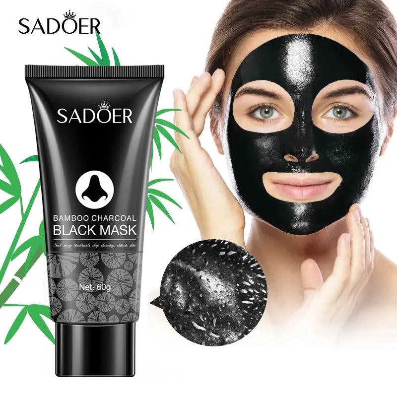 OEM ODM Manufacture SADOER Bamboo Charcoal Remove Blackhead Mascarillas Facial Face Mask Deep Cleansing Black Mask