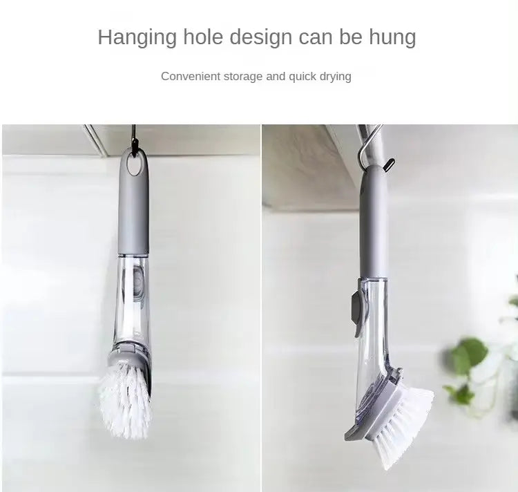 Pot Washing and Dishwashing Brush Kitchen Cleaning Brush Household Sponge Automatic Liquid Adding Pot Washing Brush