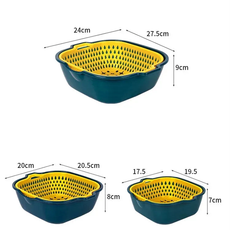Wholesale 6pcs/Sets Double Layer Plastic Washing Vegetables Fruits Drain Basin Multifunctional 6-piece Drain Basket