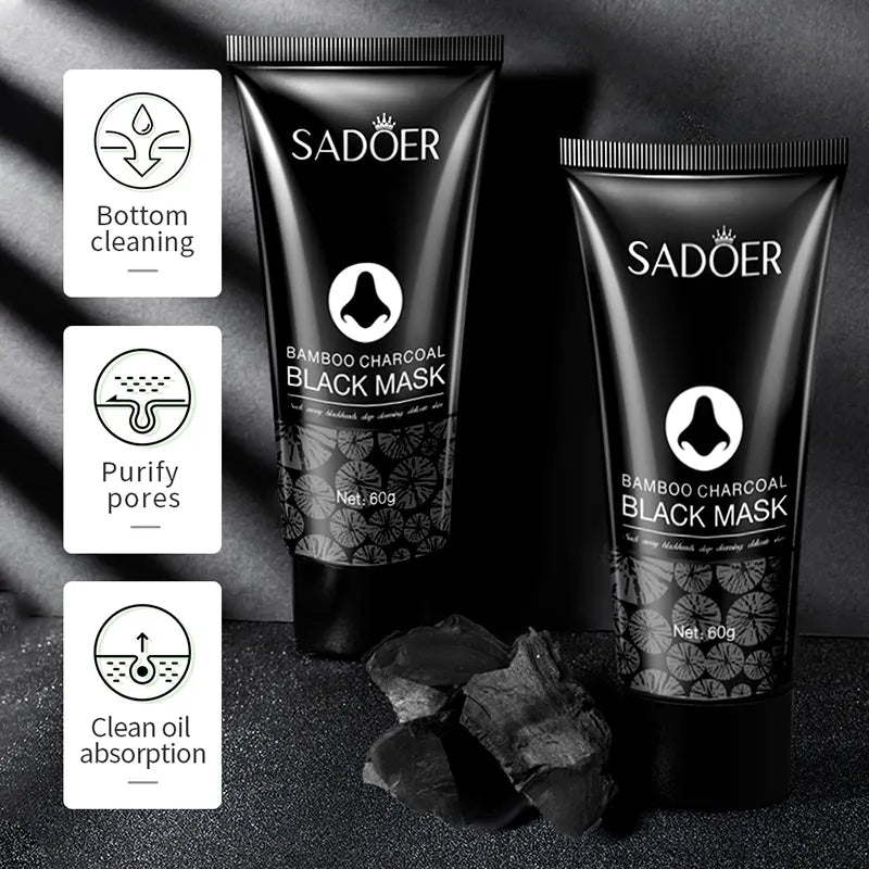 OEM ODM Manufacture SADOER Bamboo Charcoal Remove Blackhead Mascarillas Facial Face Mask Deep Cleansing Black Mask
