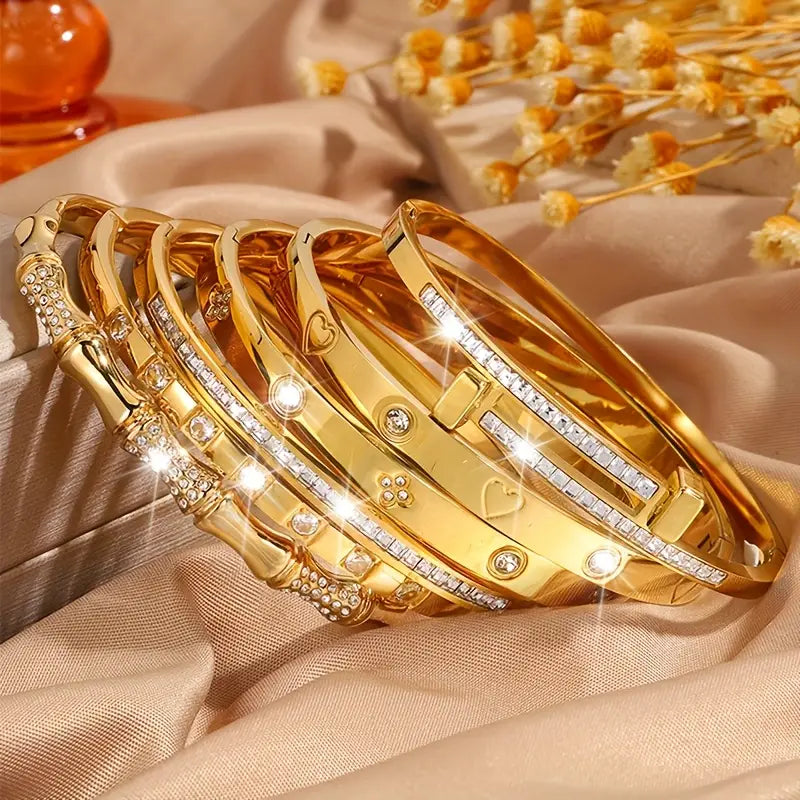 6pcs Elegant Light Luxury Stainless Steel Jewelry Accessories