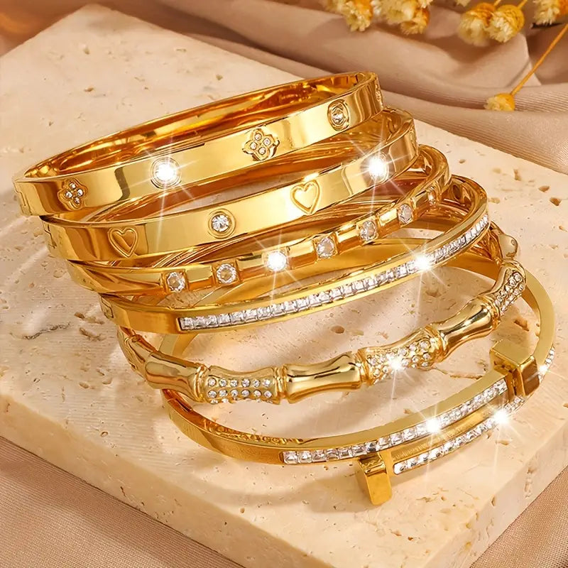 6pcs Elegant Light Luxury Stainless Steel Jewelry Accessories