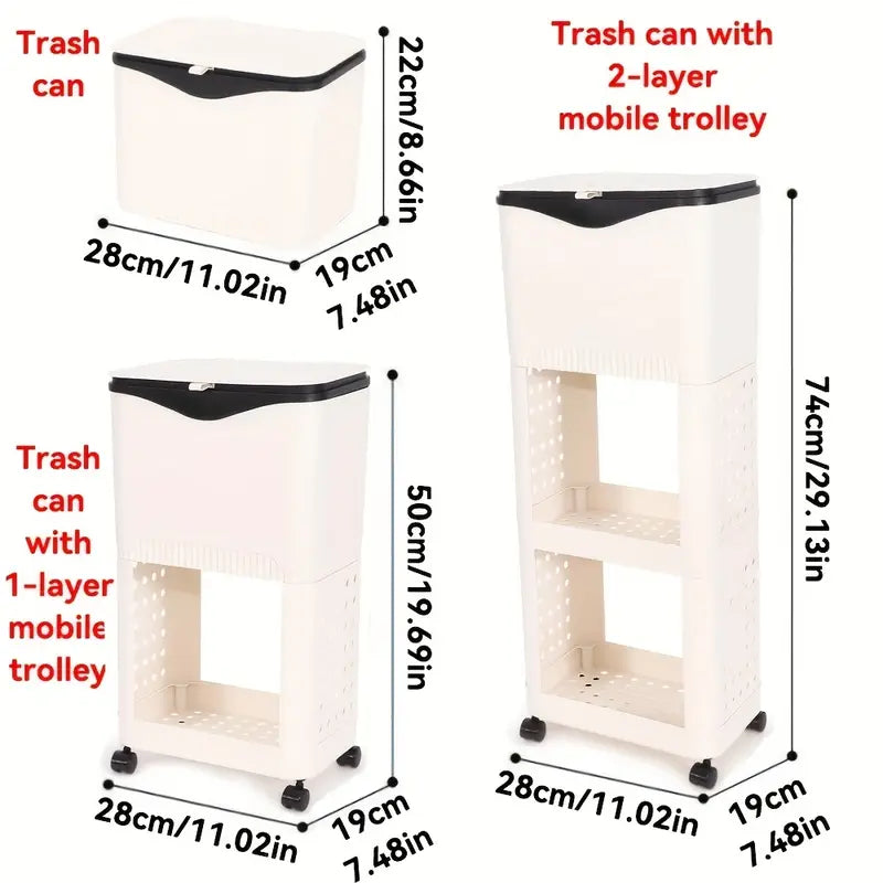 1pc Modern Multi-Layer Rolling Trash