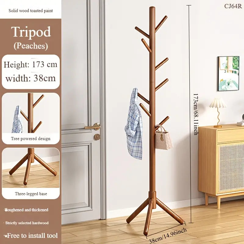 1pc Modern Solid Wood Coat Rack