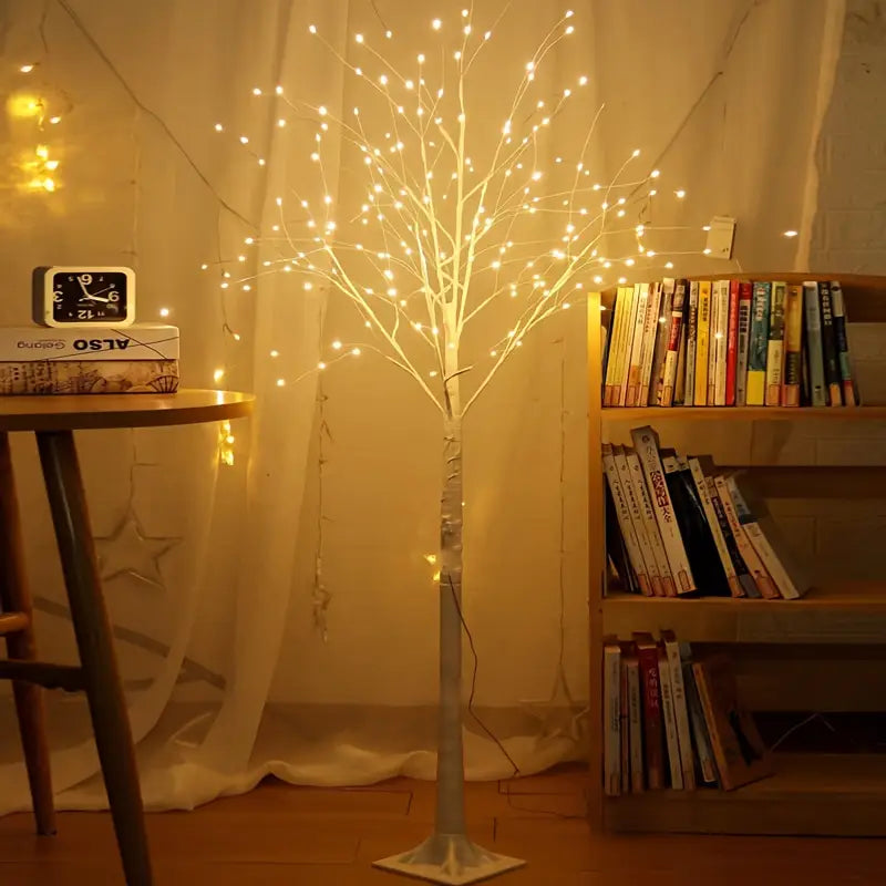 1pc USB-Powered Lighted Birch Tree with Warm White Fairy Lights