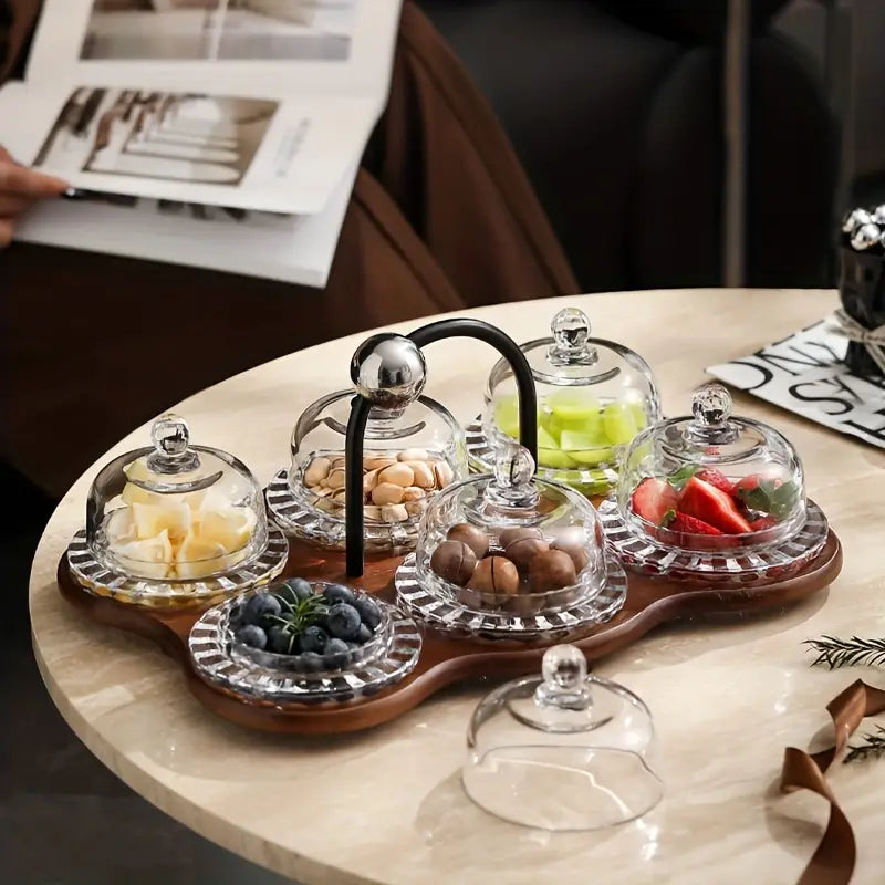 Snack Serving Dish with Glass Dome Lid