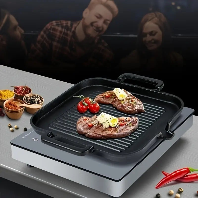 Non-Stick Cast Iron Grill Pan with Striped Baking Tray