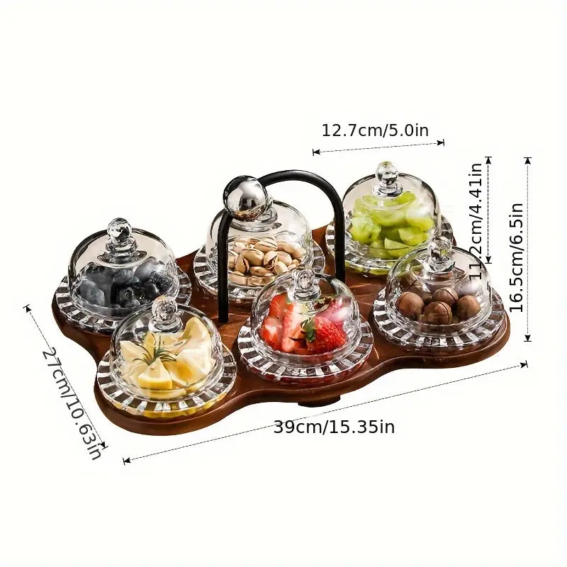 Snack Serving Dish with Glass Dome Lid