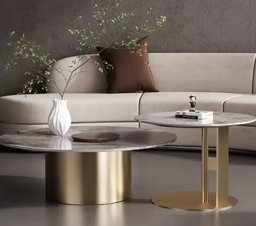 Round marble coffee table for living room