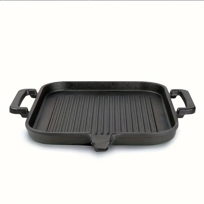 Non-Stick Cast Iron Grill Pan with Striped Baking Tray