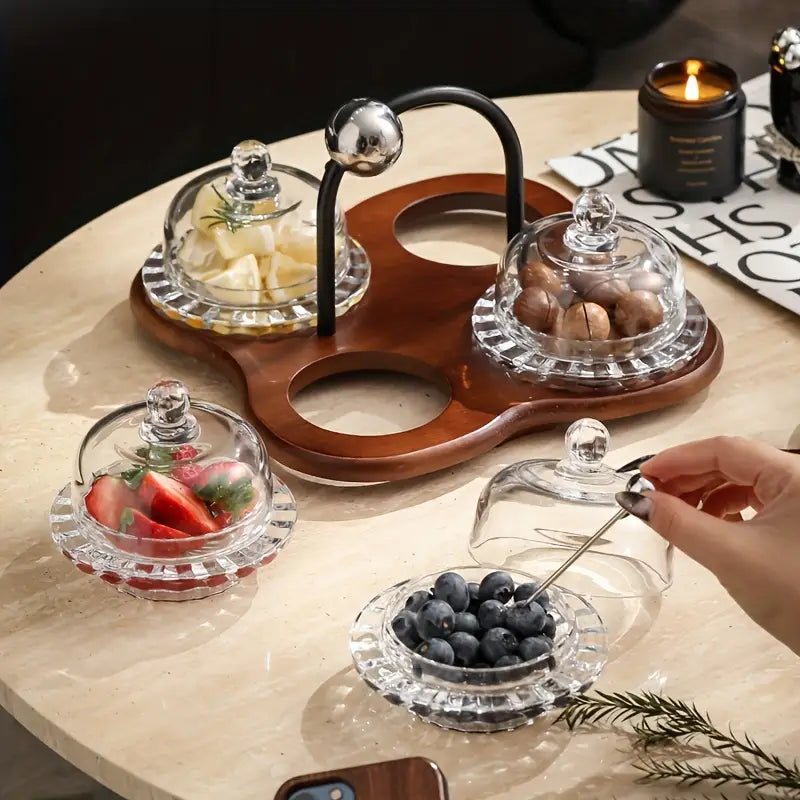 Snack Serving Dish with Glass Dome Lid