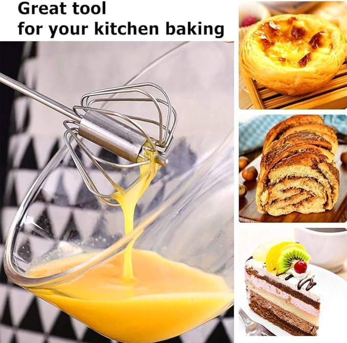 Rotary Egg Beater, Multifunctional Hand Press Mixer, for Making Cake Batter and Beating Eggs, 1 Piece