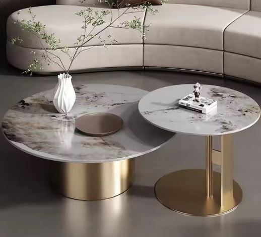 Round marble coffee table for living room