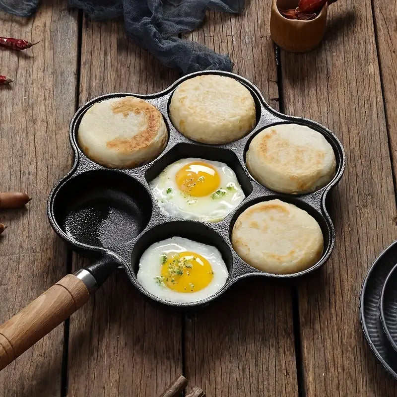 1pc Cast Iron 7-Hole Omelette Pan