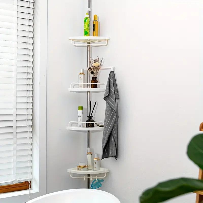 Modern Corner Shower Caddy with Tension Rod - Rust-Resistant 4