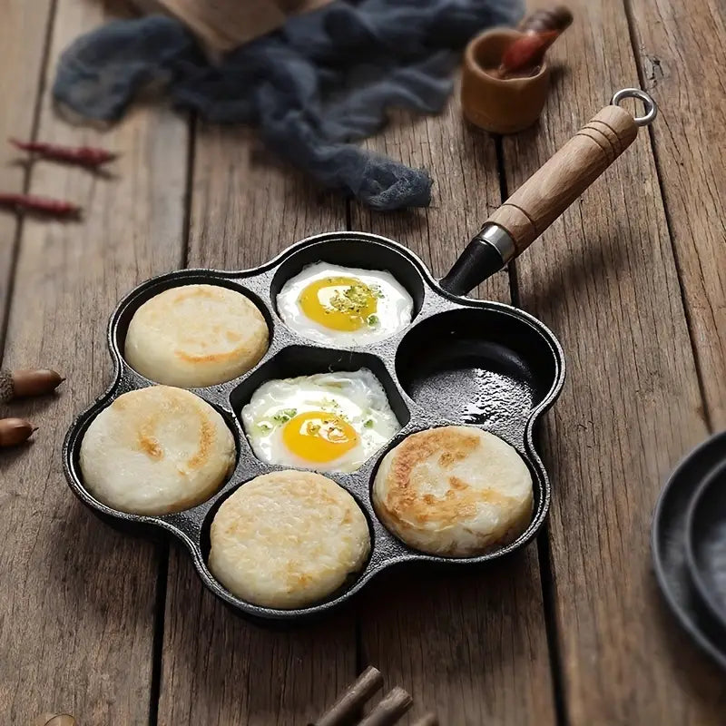 1pc Cast Iron 7-Hole Omelette Pan
