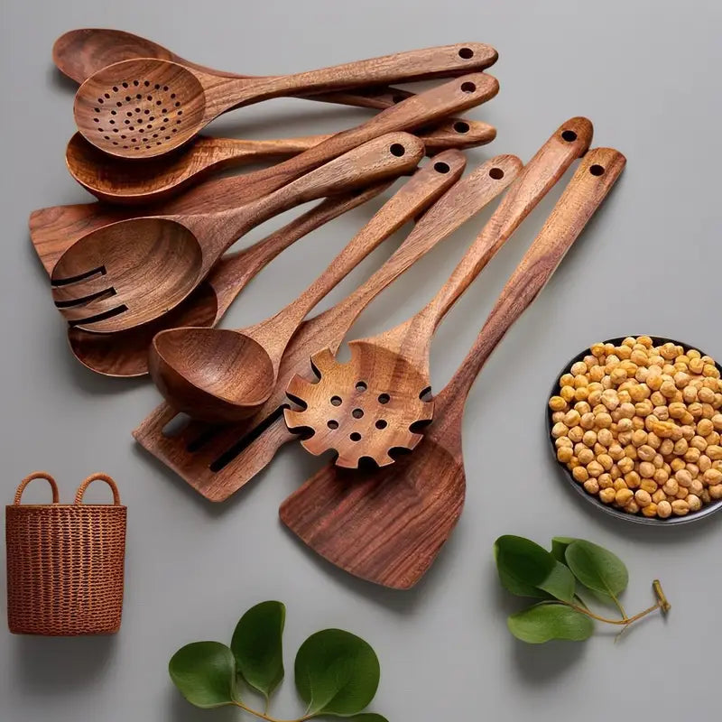10pcs Premium Teak Cookware Set
