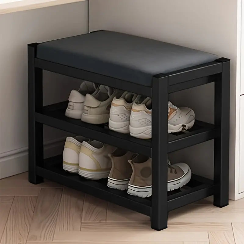 Space-Saving Stackable Shoe Bench, Minimalist Multi-Tier Metal Shoe Cabinet