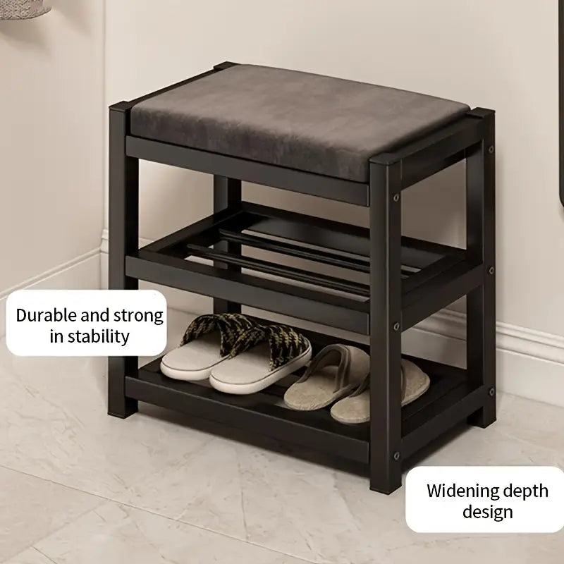 Space-Saving Stackable Shoe Bench, Minimalist Multi-Tier Metal Shoe Cabinet