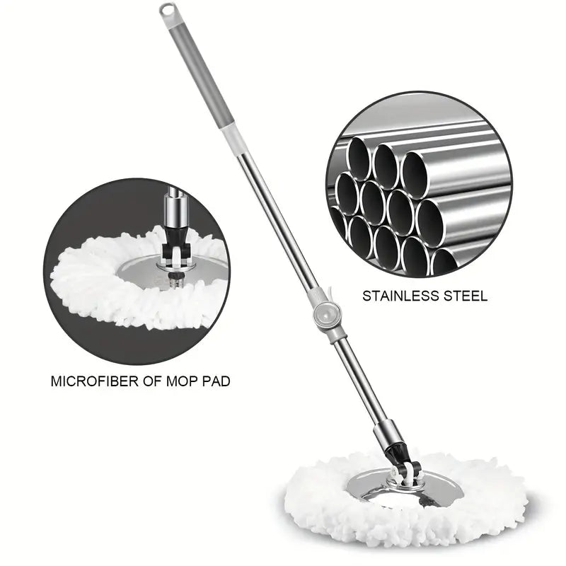 Stainless Steel Spin Mop and Bucket Set with 2/4/6 Reusable Pads