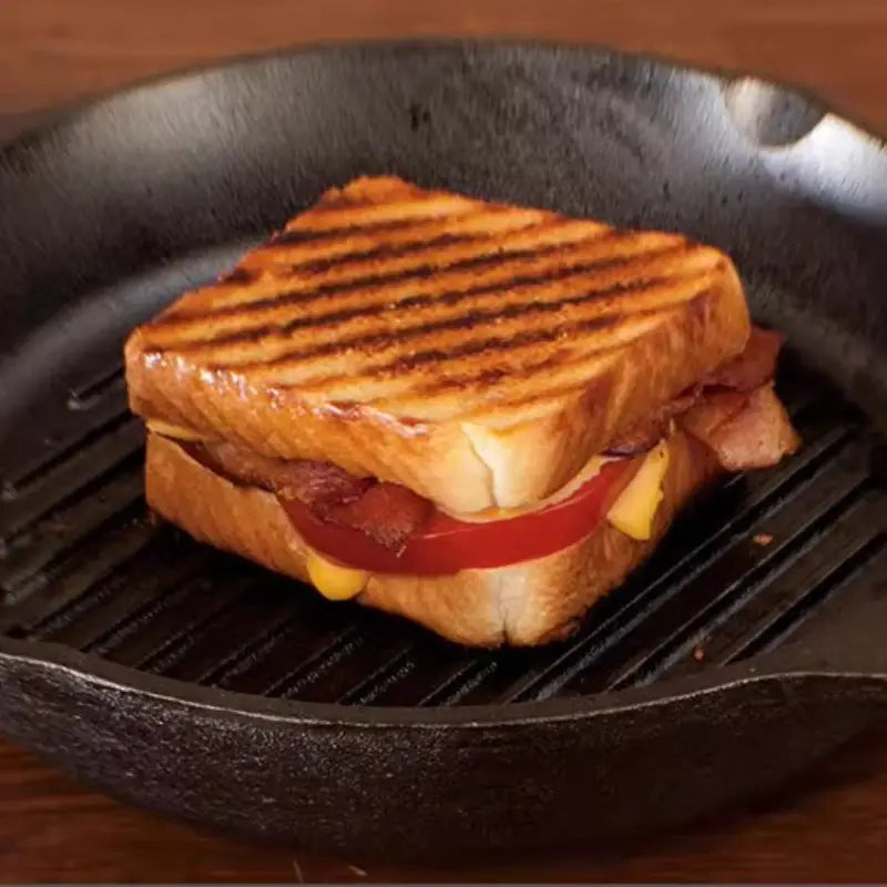 Heavy-Duty Cast Iron Skillet - Steak Maker Pan with Ribbed Bottom