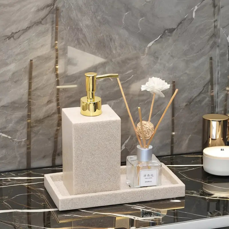 3pcs Elegant Sandstone Resin Bathroom Vanity Set
