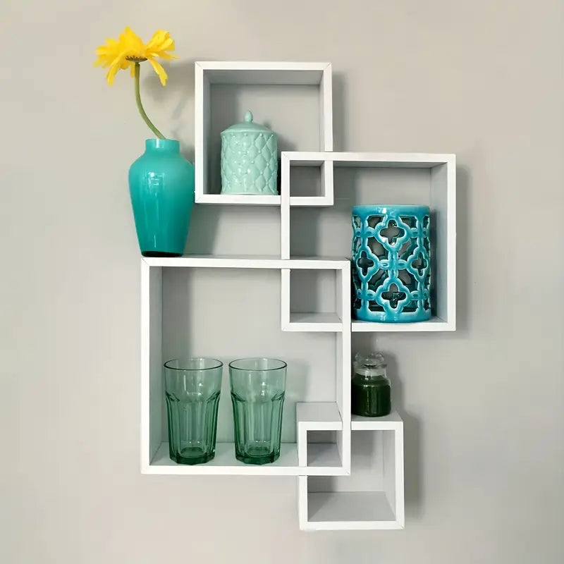 4pcs White Geometric Shelves