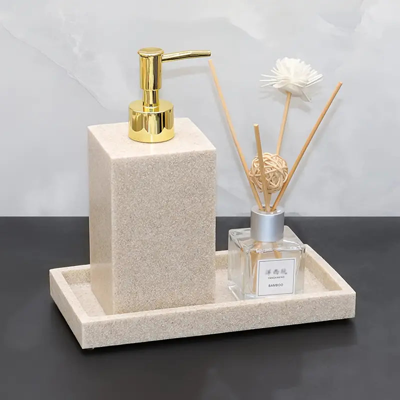 3pcs Elegant Sandstone Resin Bathroom Vanity Set