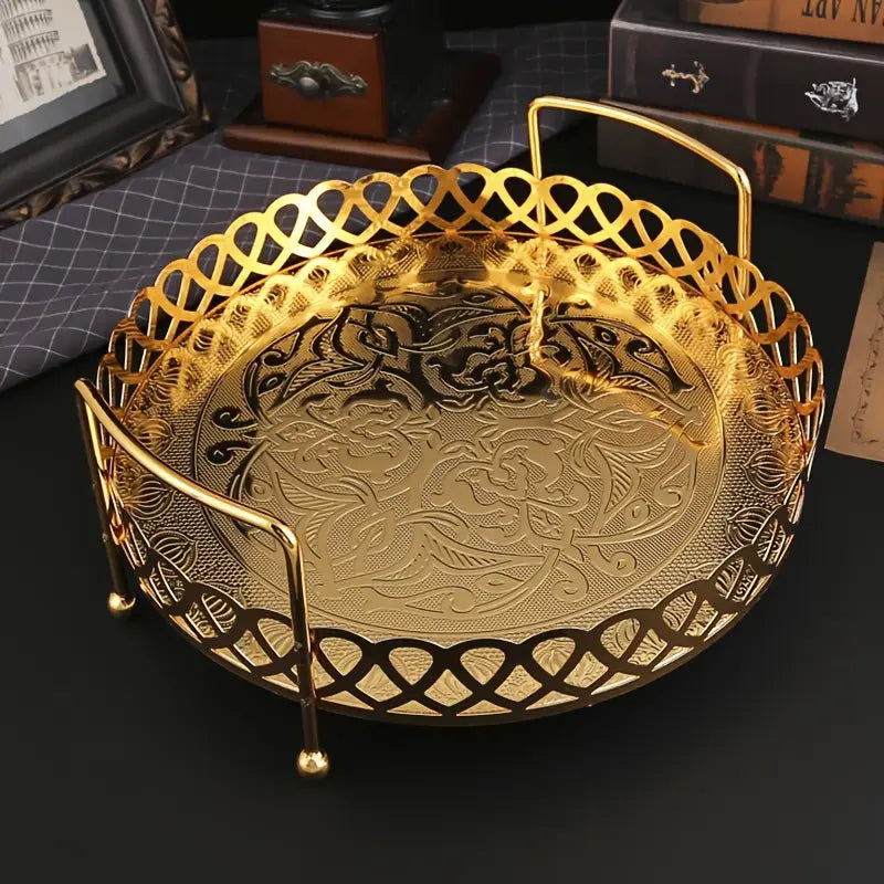 1pc burronwood Elegant Golden Dessert Stand