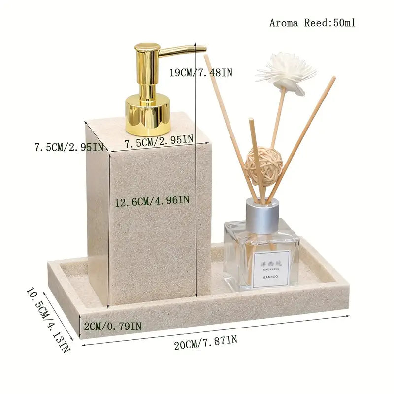3pcs Elegant Sandstone Resin Bathroom Vanity Set