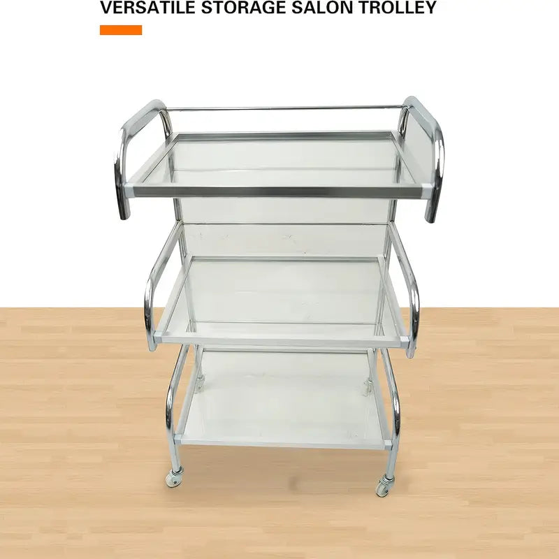 3-Tier Glass Trolley Cart With Removable Trays