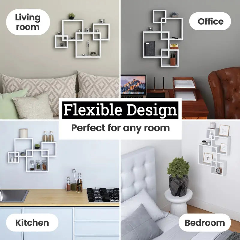 4pcs White Geometric Shelves