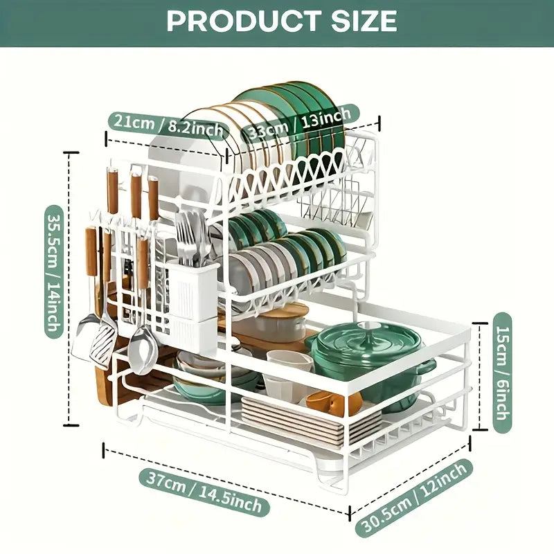 1pc Heavy-Duty Carbon Steel Dish Drying Rack - Space-Saving Kitchen