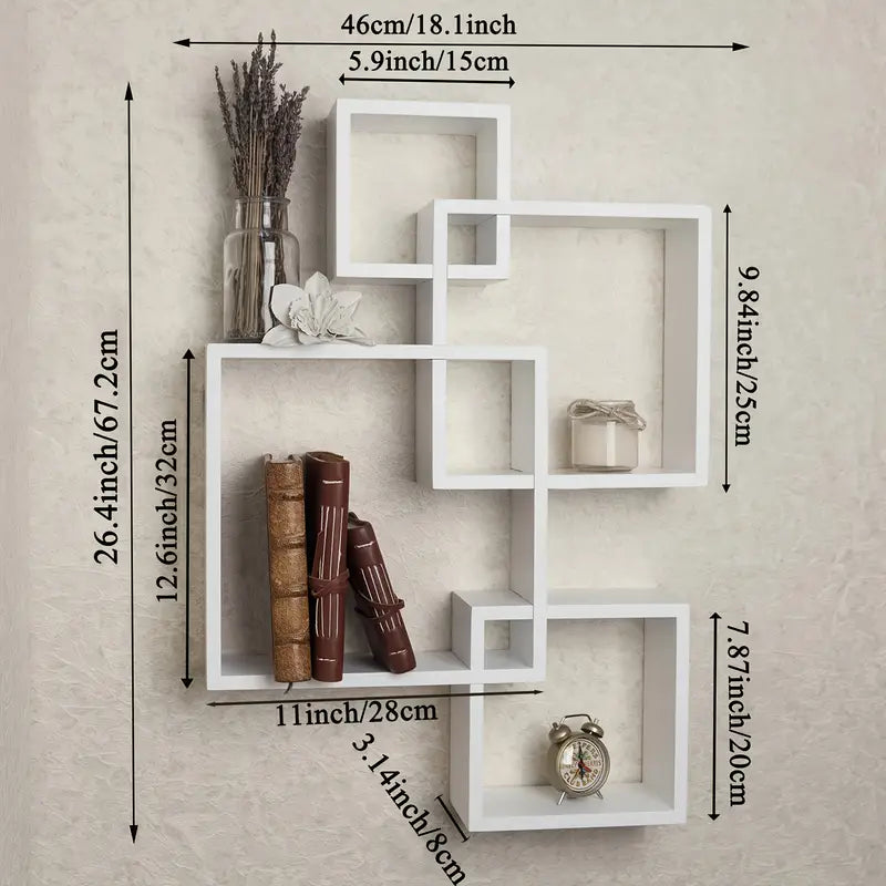 4pcs White Geometric Shelves