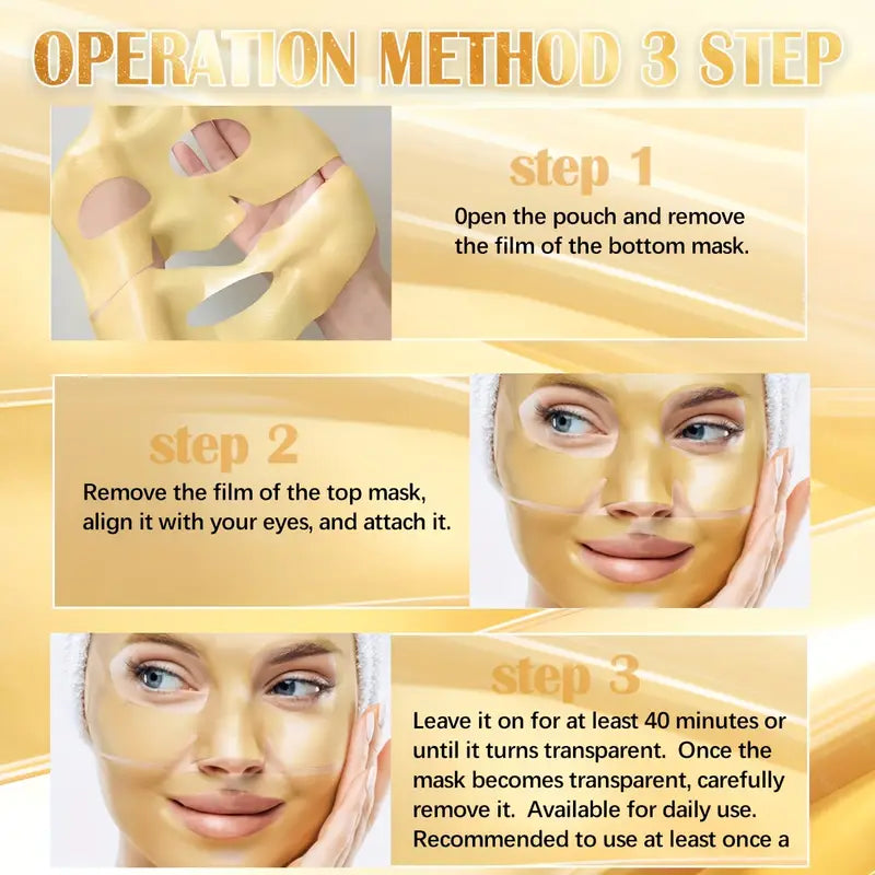 20pcs 24K Golden Collagen Facial Sheet Mask with Hyaluronic Acid