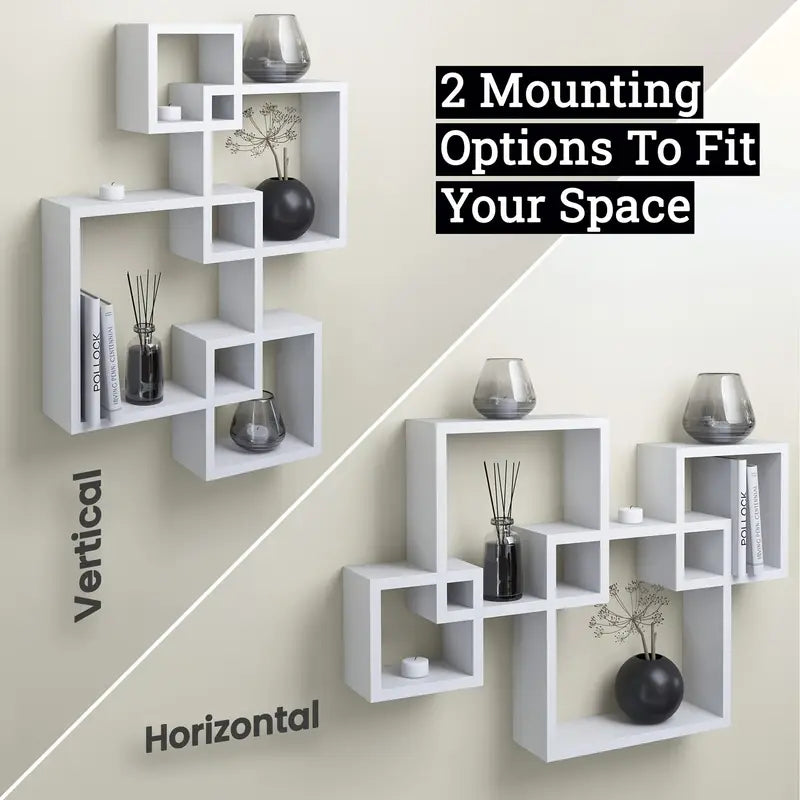 4pcs White Geometric Shelves