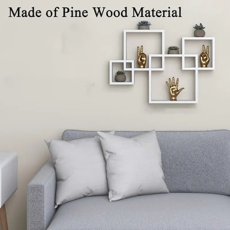 4pcs White Geometric Shelves