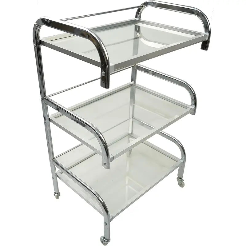 3-Tier Glass Trolley Cart With Removable Trays