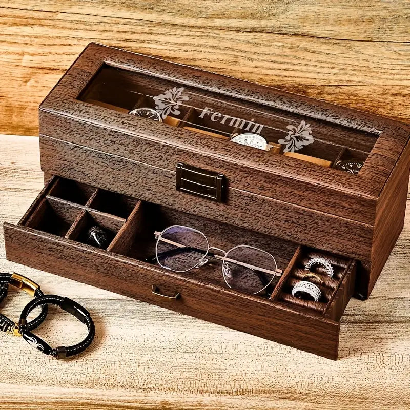 Two Layers 12 Slot Personalized Men'S Watch Box