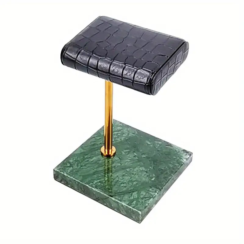 Elegant Faux Leather Watch Display Stand with Green