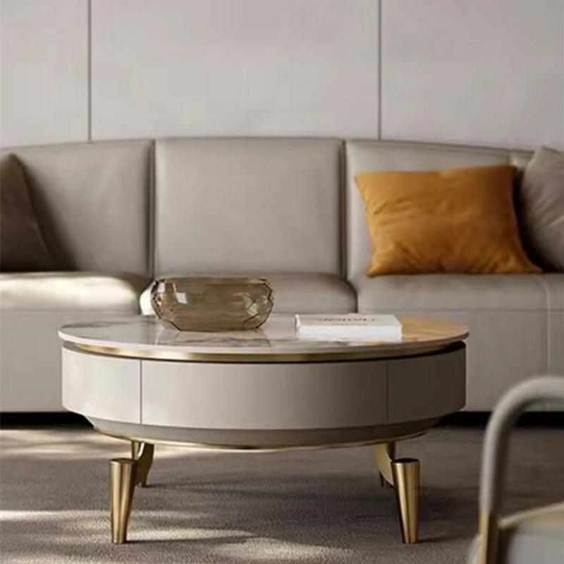 Round White Stone Coffee Table