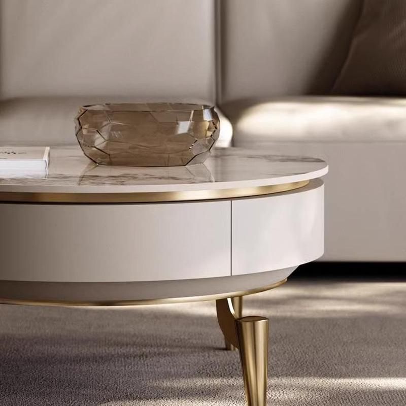 Round White Stone Coffee Table