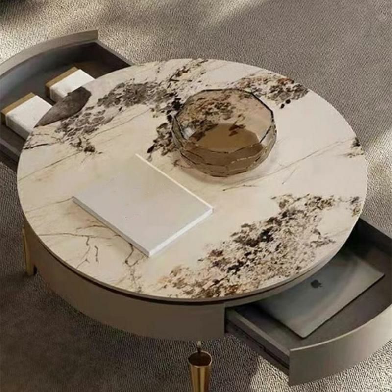 Round White Stone Coffee Table
