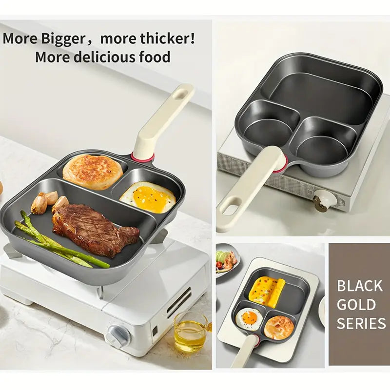 1pc 3in 1 Frying Pan - with Wooden Handle