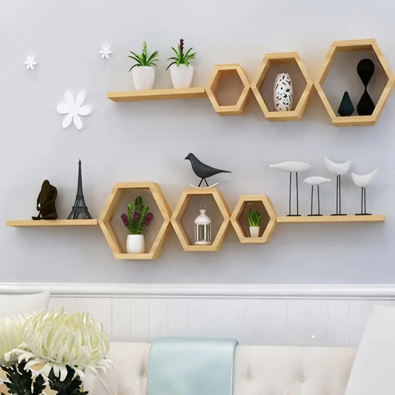 6pcs Contemporary Hexagonal Wall Shelves