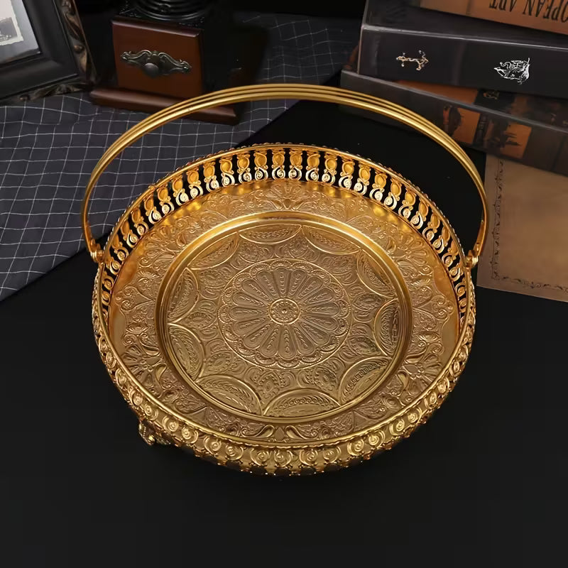 1pc Creative Handheld Golden Tray