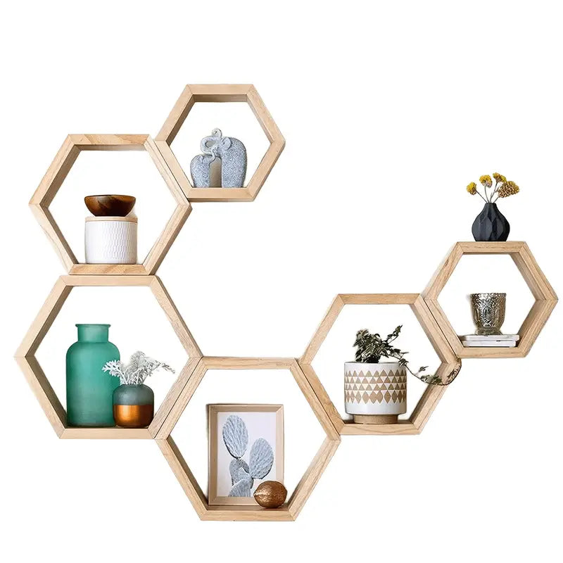 6pcs Contemporary Hexagonal Wall Shelves