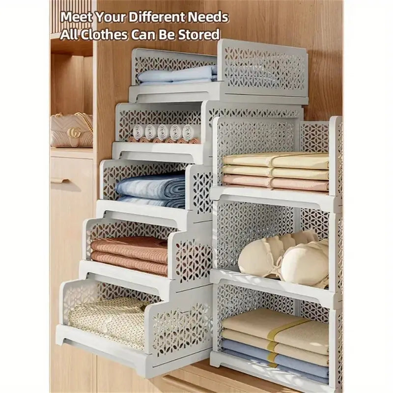 2pcs Classic Style Plastic Pull-Out Closet Storage Shelves