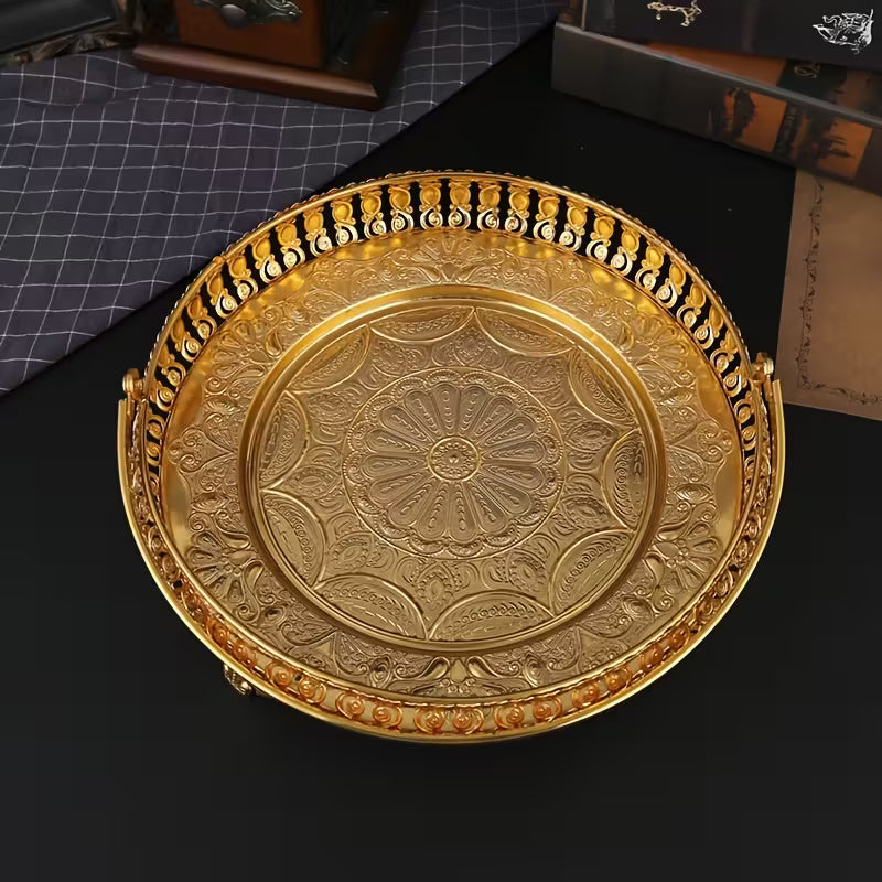 1pc Creative Handheld Golden Tray