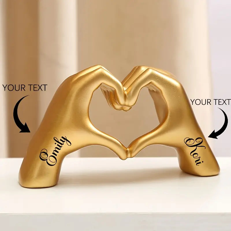 Customizable Resin Love Heart Hands Figurine